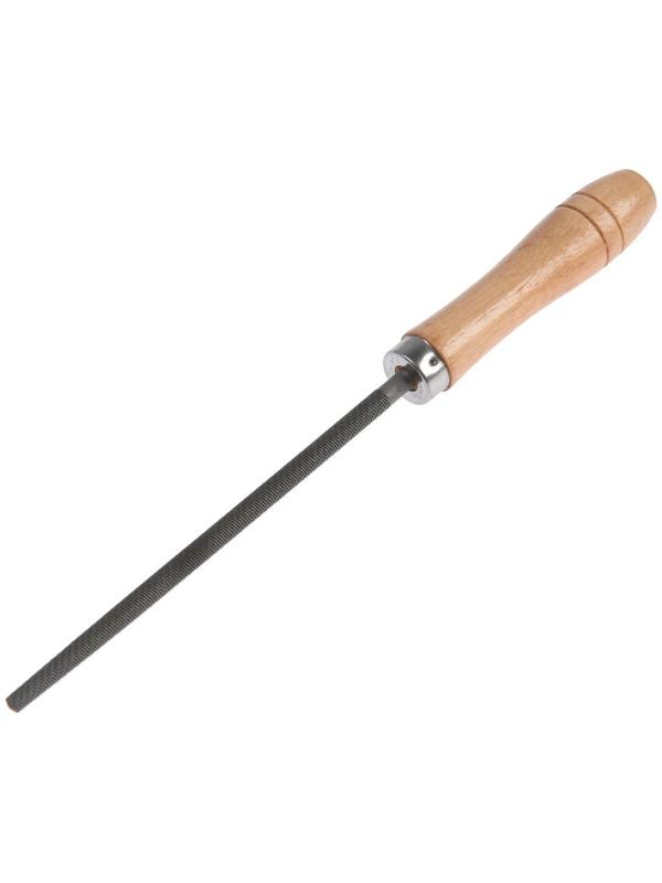 Напильник ТУНДРА, круглый, сталь У10, деревянная рукоятка, №2, 150 мм