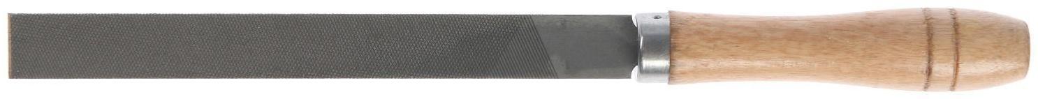 Напильник ТУНДРА, плоский, сталь У10, деревянная рукоятка, №2, 150 мм