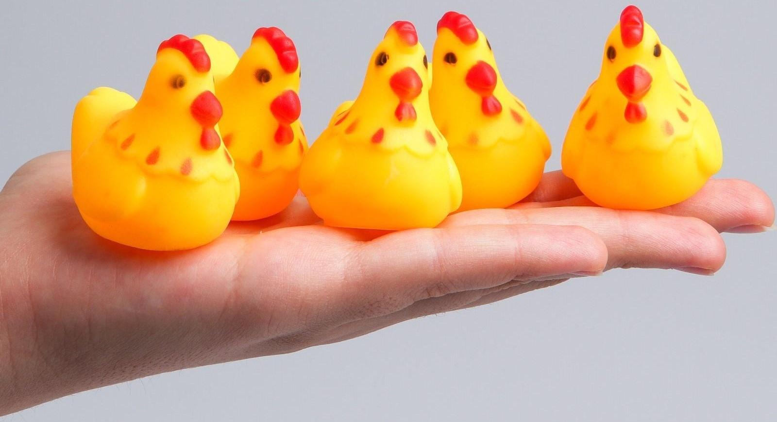 Набор игрушек для игры в ванне «Курочка», 5 шт, с пищалкой