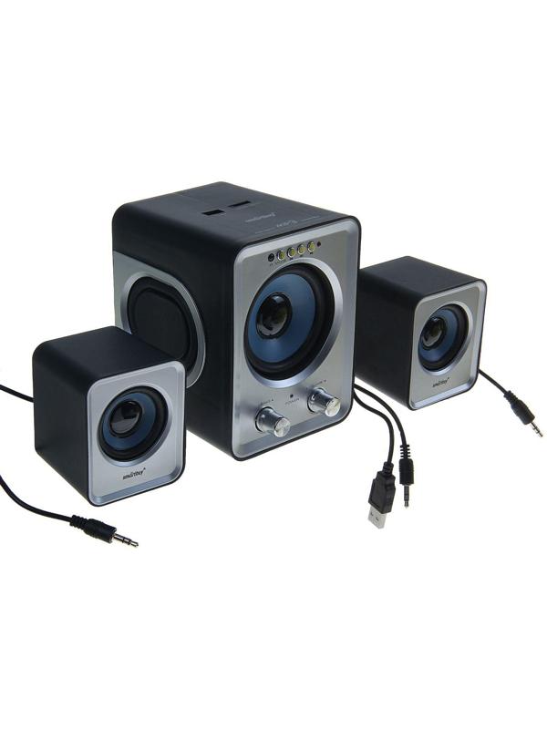 Компьютерные колонки 2.1 SmartBuy BUZZ SBA-2600, 2х1 Вт+3 Вт, MP3, FM, ПДУ, USB, черно-серые