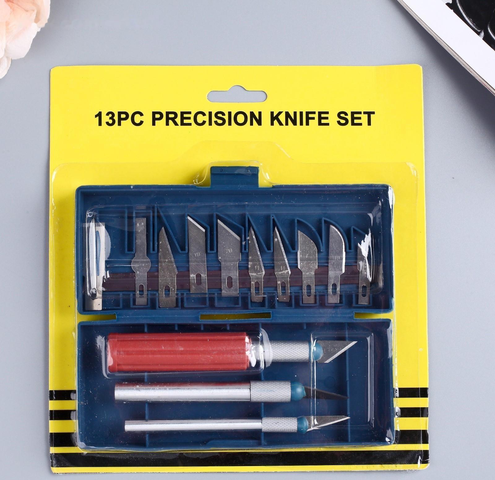 Инструмент для творчества набор 3 ножа + 10 лезвий пластик, металл 2,5х23х19,5 см