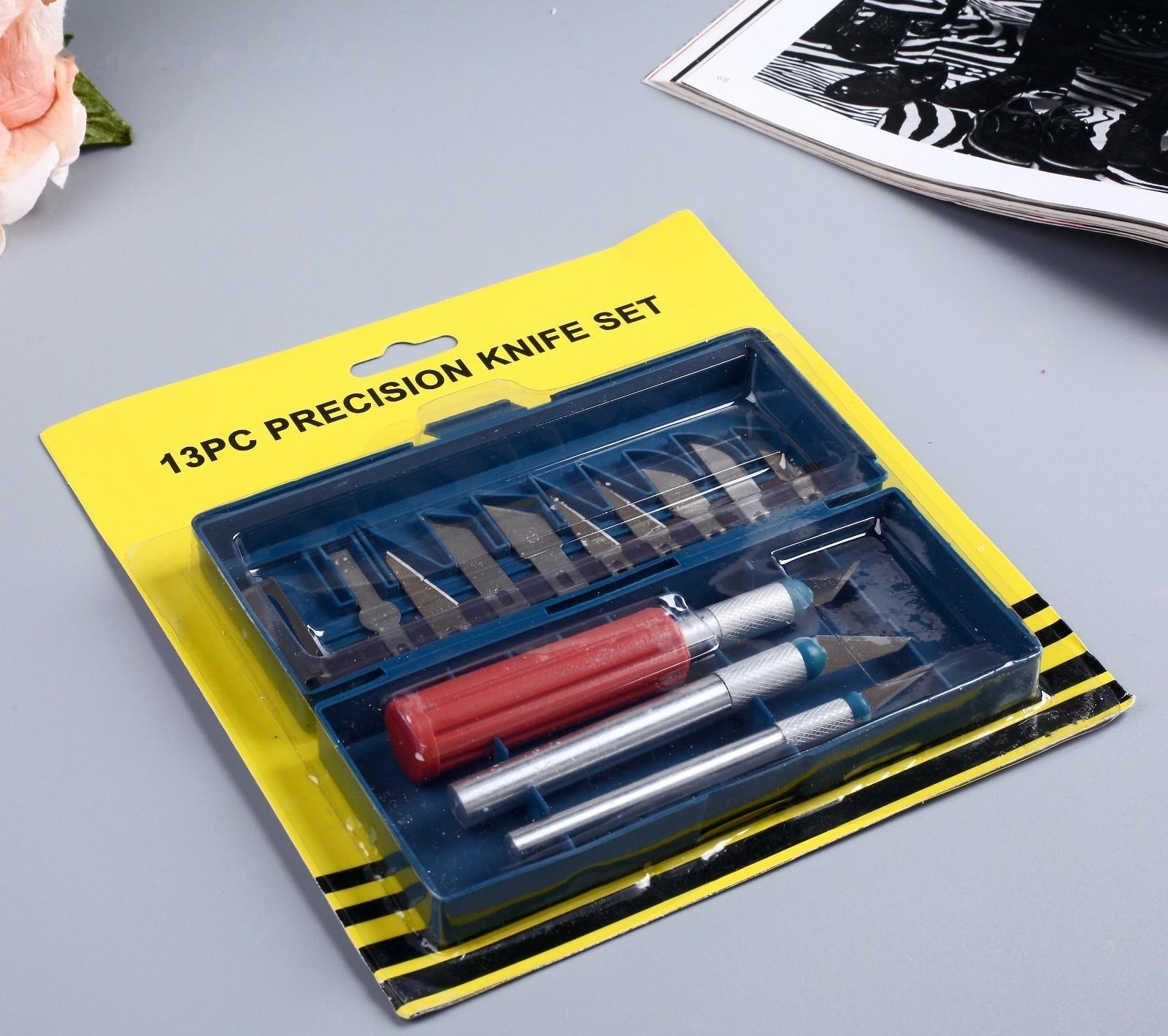 Инструмент для творчества набор 3 ножа + 10 лезвий пластик, металл 2,5х23х19,5 см