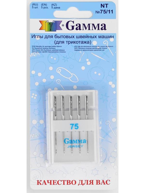 Иглы для бытовых швейных машин, для трикотажа, №75/11, 5 шт, NT