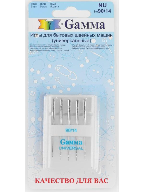 Иглы для бытовых швейных машин, универсальные, №90, 5 шт, NU