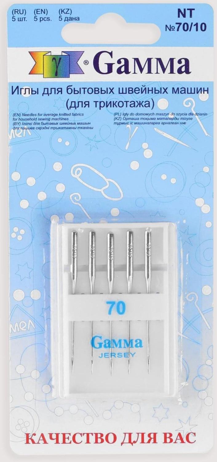 Иглы для бытовых швейных машин, для трикотажа, №70/10, 5 шт, NT