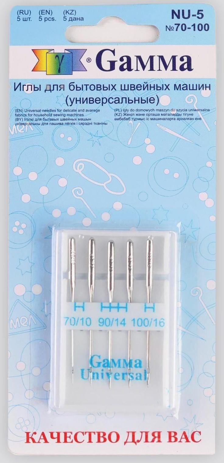Иглы для бытовых швейных машин, универсальные, №70/90/100, 5 шт, NU-5