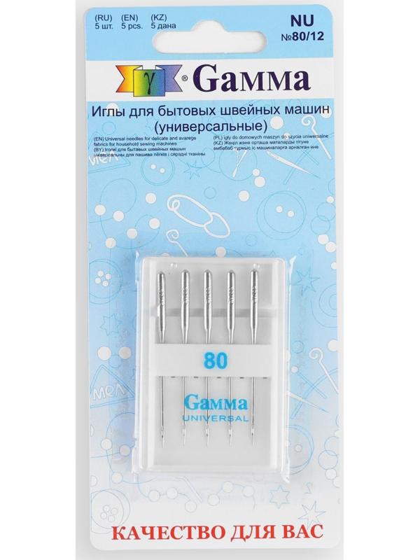 Иглы для бытовых швейных машин, универсальные, №80, 5 шт, NU