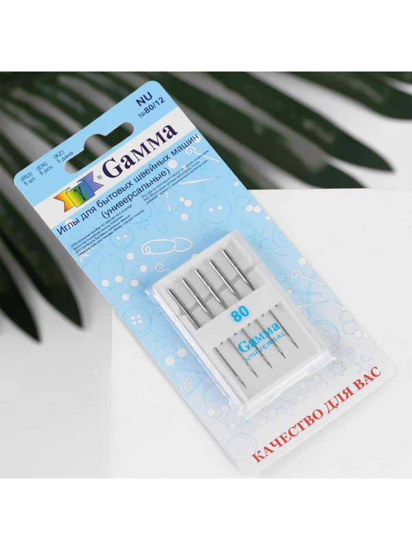 Иглы для бытовых швейных машин, универсальные, №80, 5 шт, NU