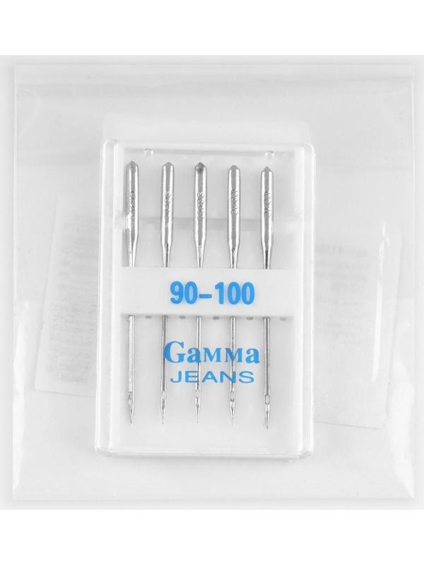 Иглы для бытовых швейных машин, для джинсовых тканей, №90-100, 5 шт, NJ-5
