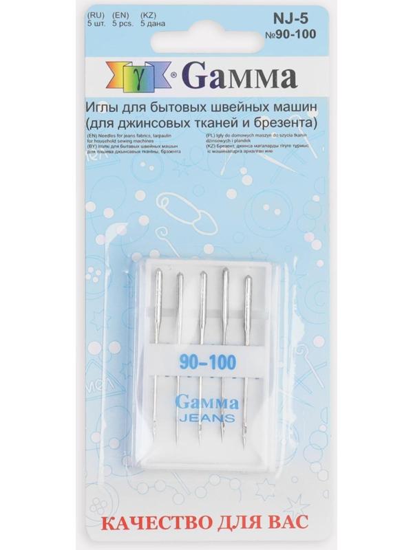 Иглы для бытовых швейных машин, для джинсовых тканей, №90-100, 5 шт, NJ-5