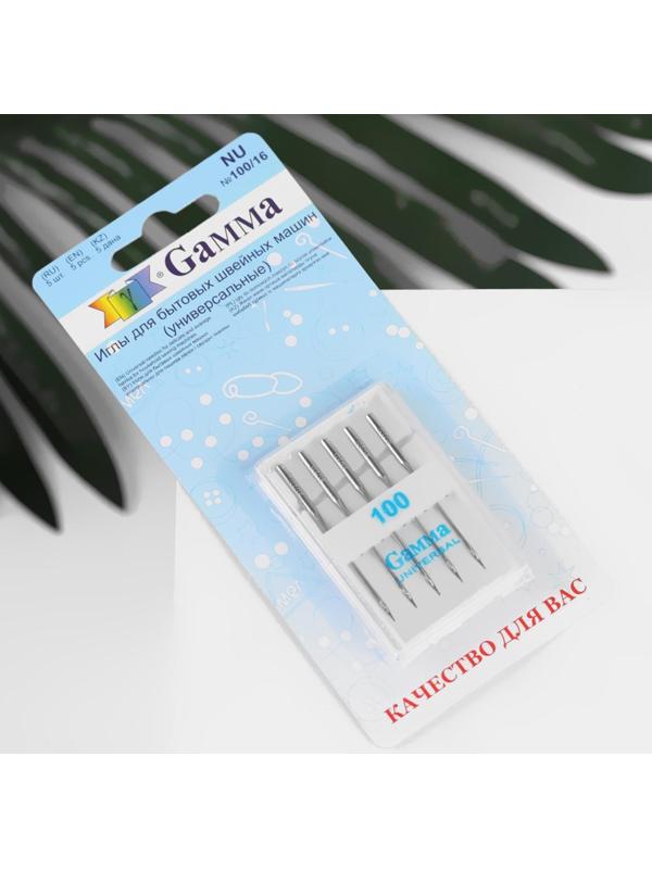 Иглы для бытовых швейных машин, универсальные, №100, 5 шт, NU