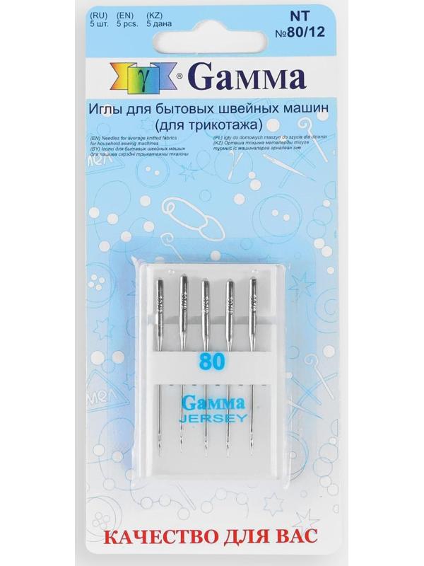 Иглы для бытовых швейных машин, для трикотажа, №80/12, 5 шт, NT
