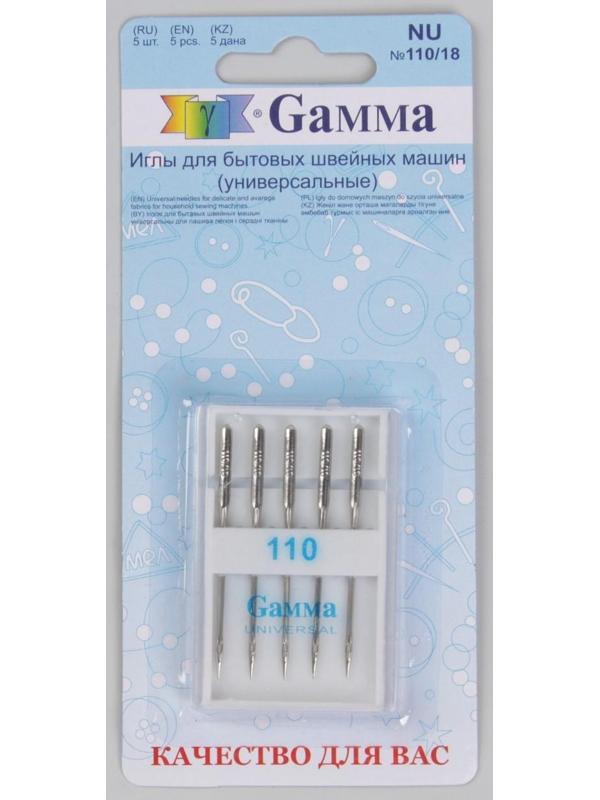 Иглы для бытовых швейных машин, универсальные, №110, 5 шт, NU