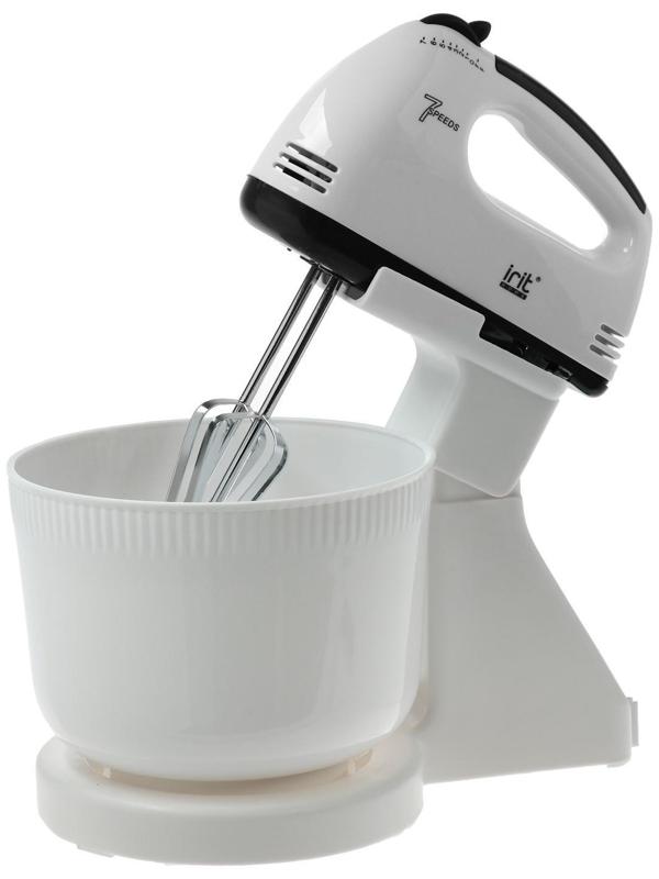 Миксер Irit IR-5434, стационарный, 150 Вт, 2 л, 7 скоростей, 2 насадки, белый