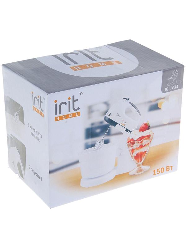 Миксер Irit IR-5434, стационарный, 150 Вт, 2 л, 7 скоростей, 2 насадки, белый