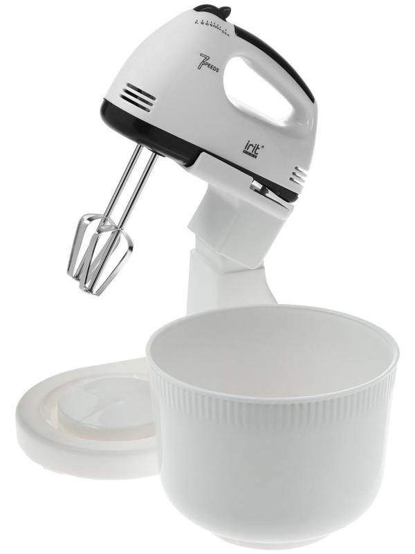 Миксер Irit IR-5434, стационарный, 150 Вт, 2 л, 7 скоростей, 2 насадки, белый