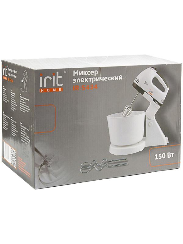Миксер Irit IR-5434, стационарный, 150 Вт, 2 л, 7 скоростей, 2 насадки, белый