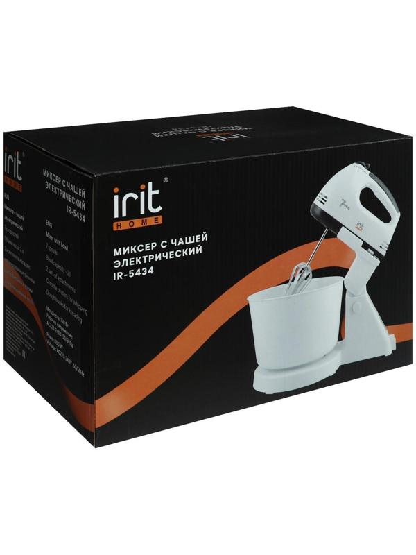 Миксер Irit IR-5434, стационарный, 150 Вт, 2 л, 7 скоростей, 2 насадки, белый
