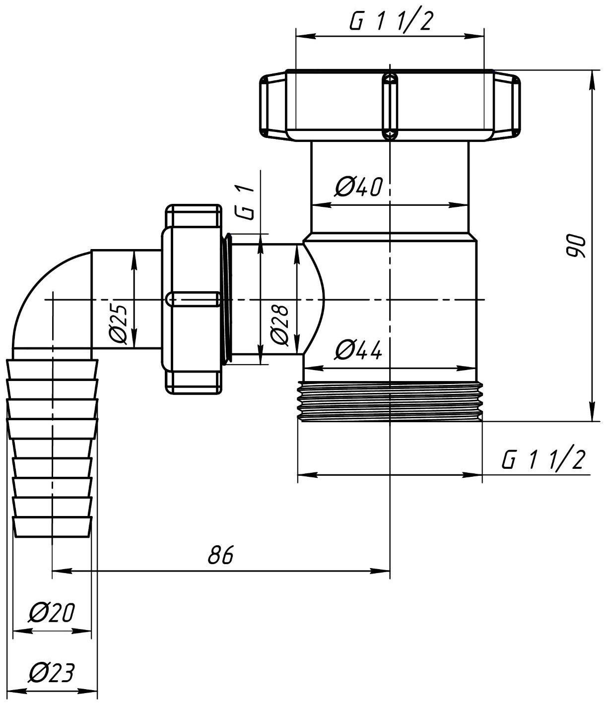 Отвод стиральной машины 