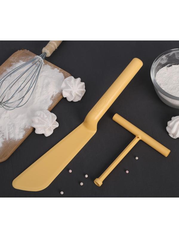 Набор кулинарный 2 предмета: лопатка для блинов 32 см, распределитель теста 13 см