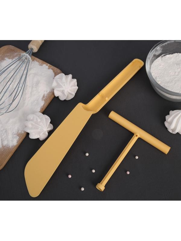 Набор кулинарный 2 предмета: лопатка для блинов 32 см, распределитель теста 13 см