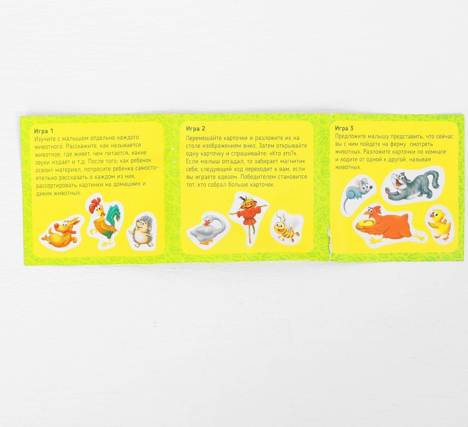 Конструктор магнитный «Ферма» в дер. коробке + набор игровых карточек, мел маркер