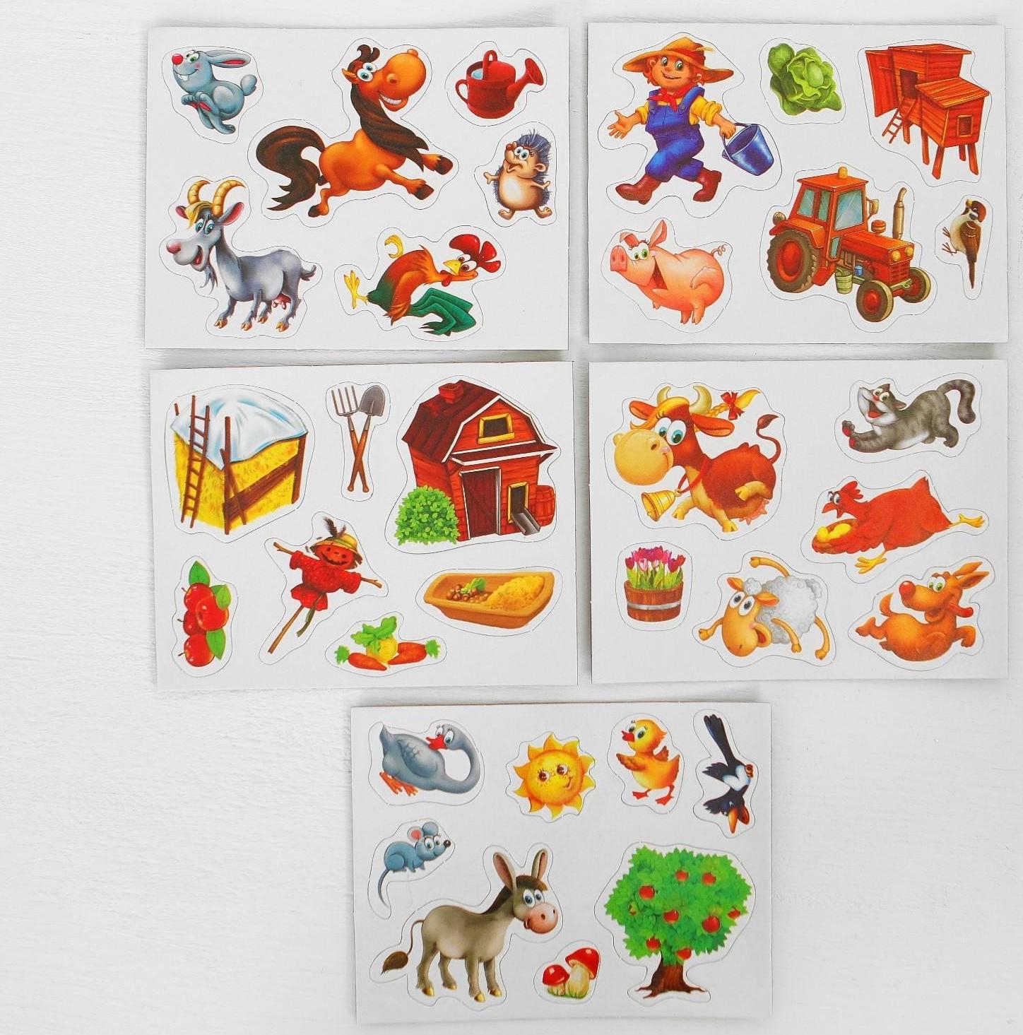 Конструктор магнитный «Ферма» в дер. коробке + набор игровых карточек, мел маркер