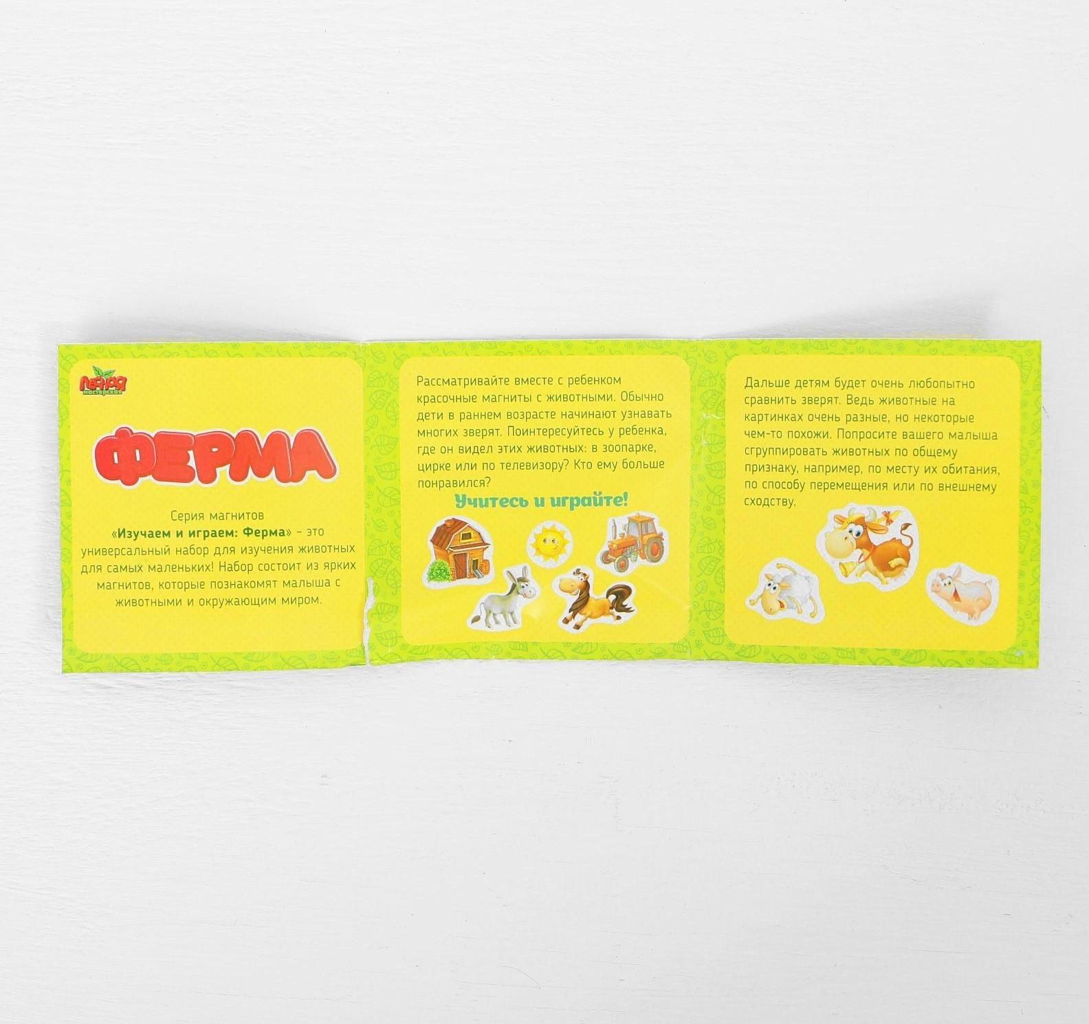 Конструктор магнитный «Ферма» в дер. коробке + набор игровых карточек, мел маркер