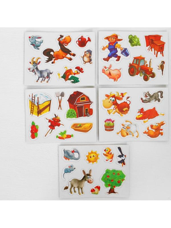 Конструктор магнитный «Ферма» в дер. коробке + набор игровых карточек, мел маркер