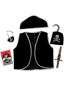 Карнавальный костюм «Пират», 6 предметов: шляпа, жилетка, наглазник, кортик, крюк, кодекс