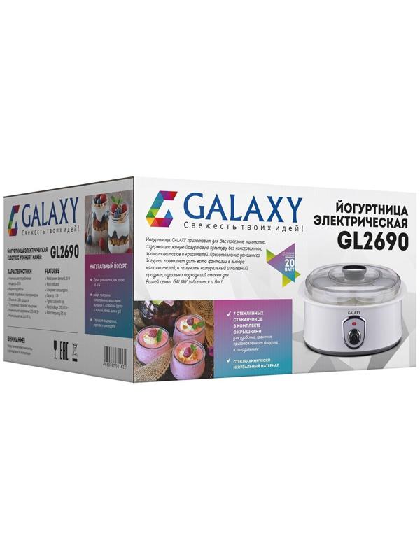 Йогуртница Galaxy GL 2690, 20 Вт, 200 мл, 7 ёмкостей, стекло, белая
