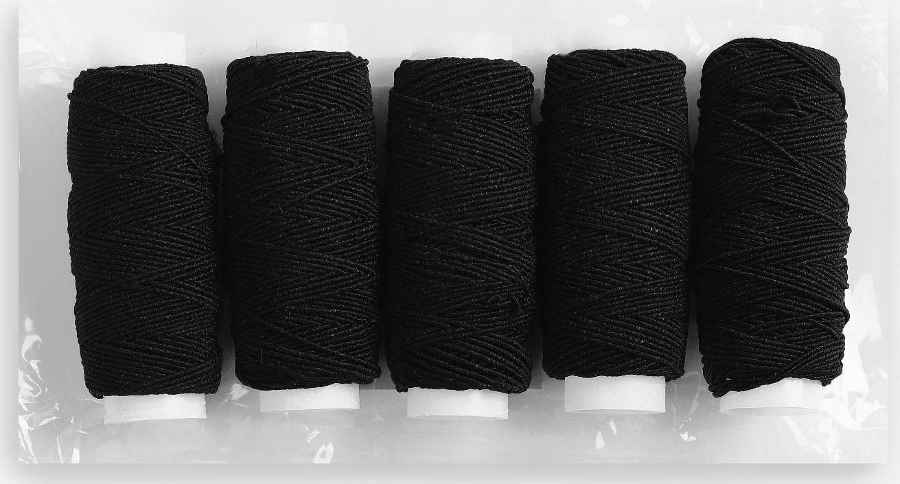 Резинки шпульные, 10 гр, 20 ± 2 м, 5 шт, цвет чёрный