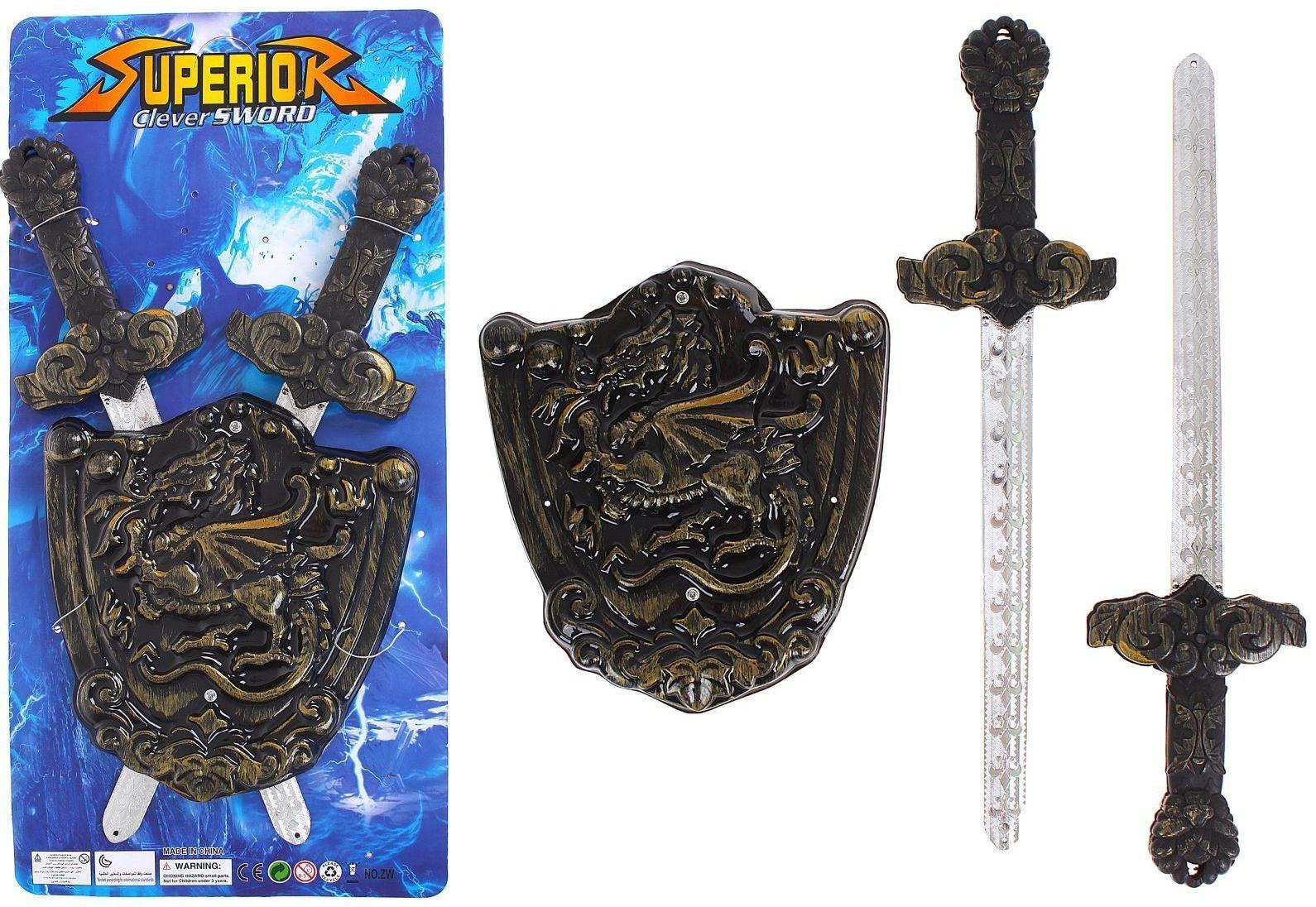 Набор оружия «Рыцарь»: 2 меча (р-р 9*2*36 см), щит (р-р 17,5*2*19 см)