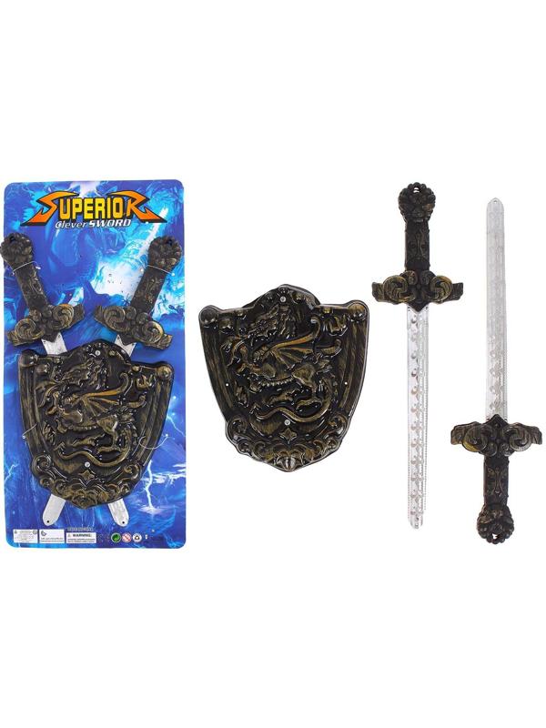 Набор оружия «Рыцарь»: 2 меча (р-р 9*2*36 см), щит (р-р 17,5*2*19 см)