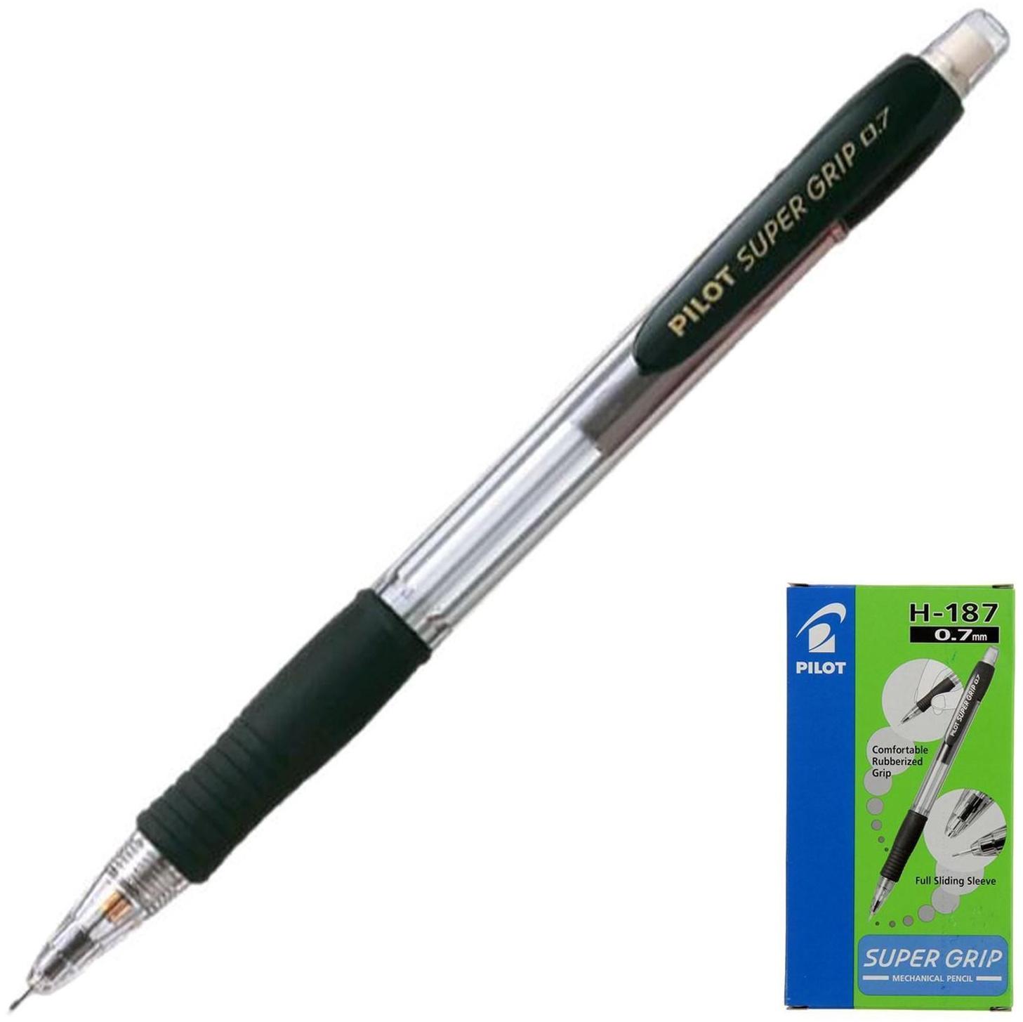 Карандаш механический Pilot 0.7 мм Super Grip резиновый упор, черный