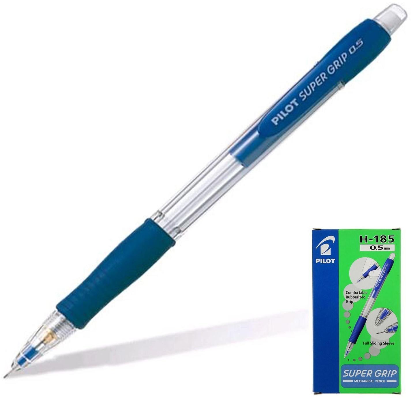 Карандаш механический 0.5 мм, Pilot Super Grip, резиновый упор, синий