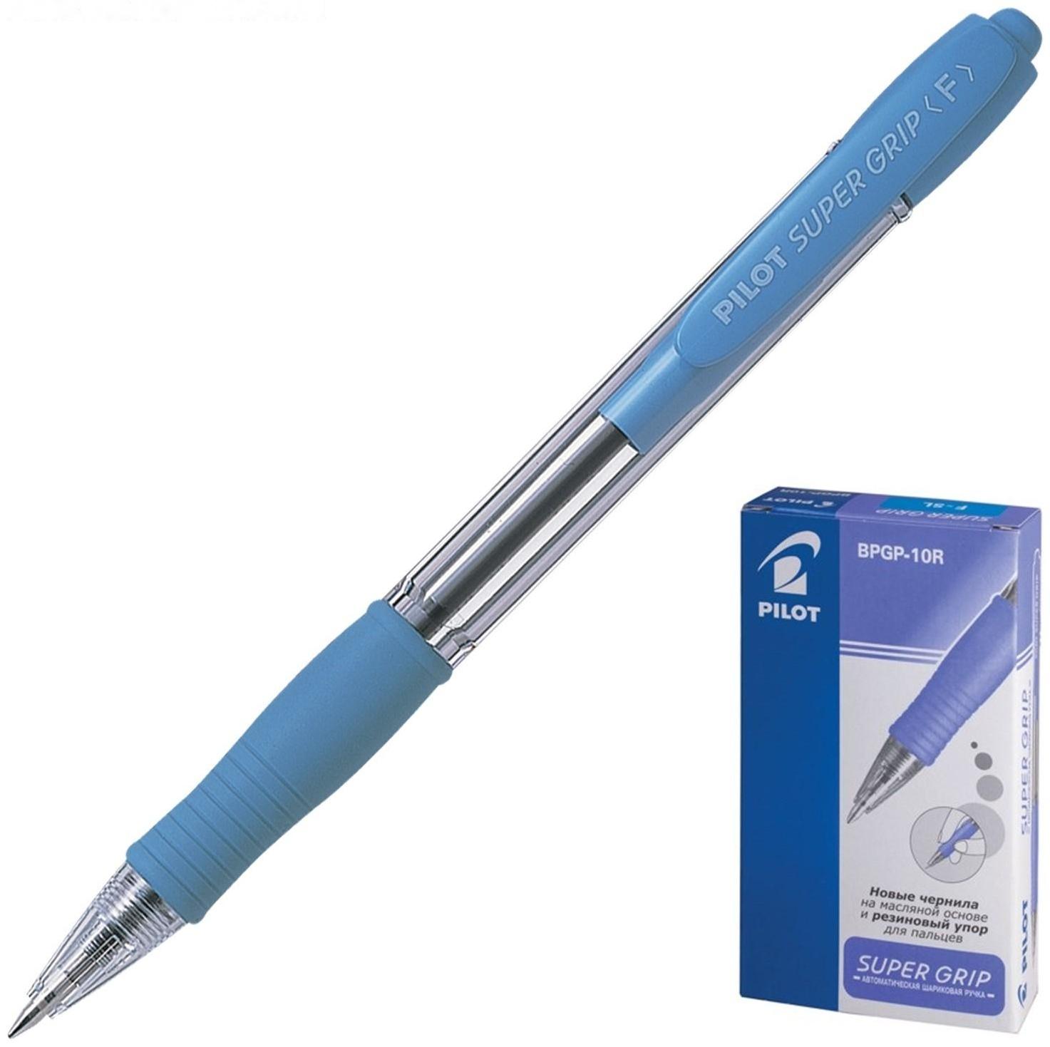 Ручка шариковая автомат Pilot Super Grip 0.7 SL резиновый упор, масляная основа стержень синий