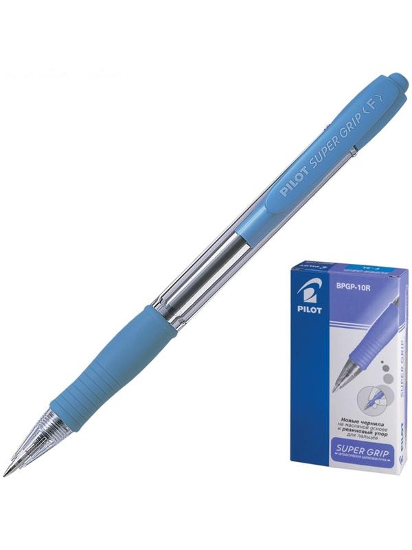 Ручка шариковая автомат Pilot Super Grip 0.7 SL резиновый упор, масляная основа стержень синий