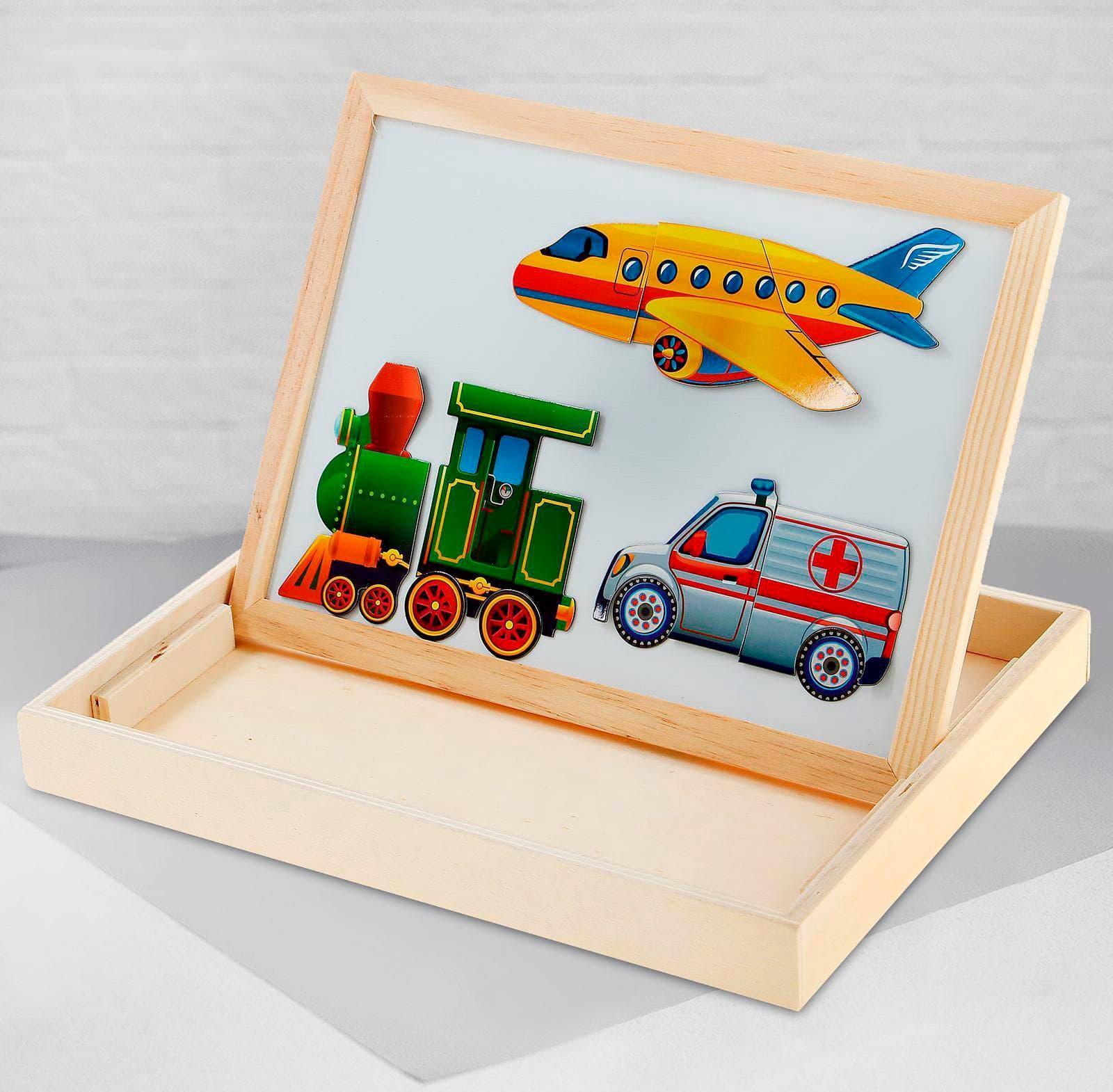 Конструктор магнитный «Транспорт», в деревянной коробке