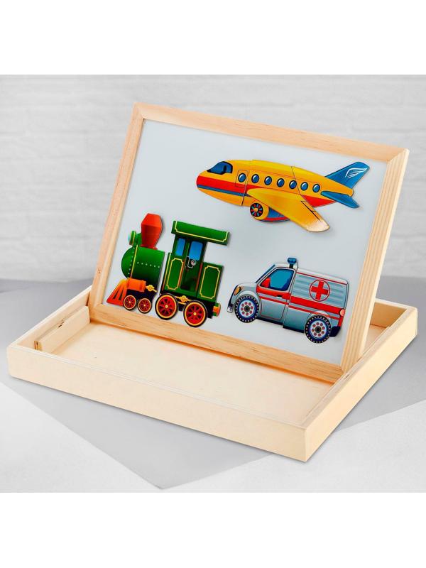 Конструктор магнитный «Транспорт», в деревянной коробке