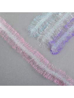 Мишура  № 24 диаметр 10 см, дл 2 м 6-ти слойная с цветными кончиками и радужной вставкой, микс 11842