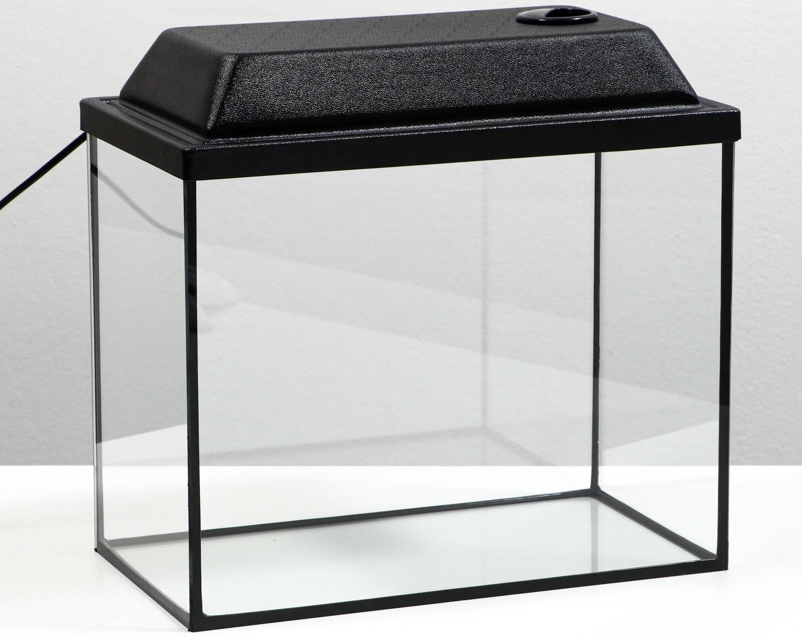 Аквариум прямоугольный с крышкой, 25 литров, 38 х 21 х 31/36 см, чёрный