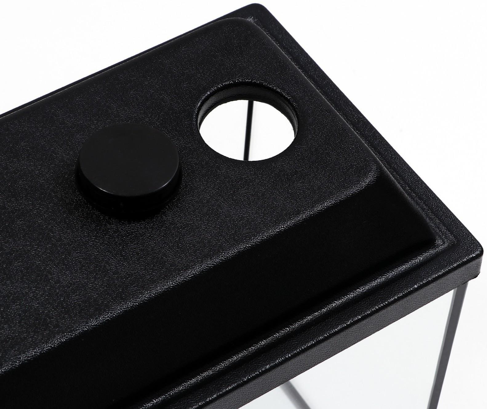 Аквариум прямоугольный с крышкой, 25 литров, 38 х 21 х 31/36 см, чёрный