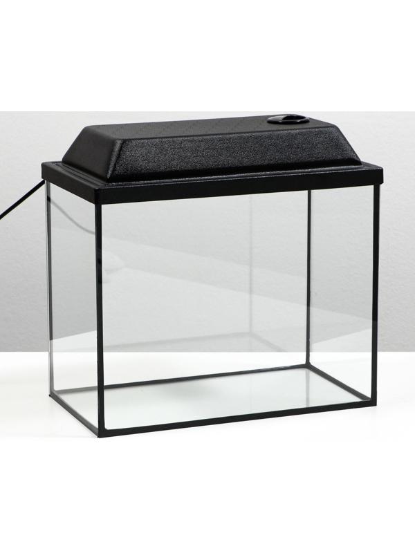 Аквариум прямоугольный с крышкой, 25 литров, 38 х 21 х 31/36 см, чёрный