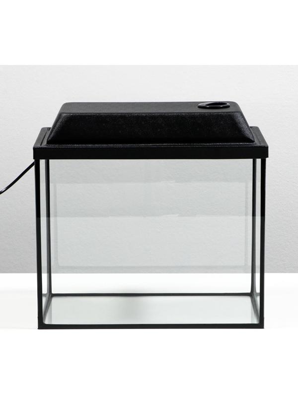 Аквариум прямоугольный с крышкой, 25 литров, 38 х 21 х 31/36 см, чёрный