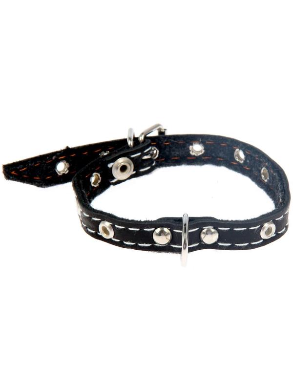 Ошейник кожаный тисненый на фетре, 30 х 1,2 см, безразмерный, микс цветов