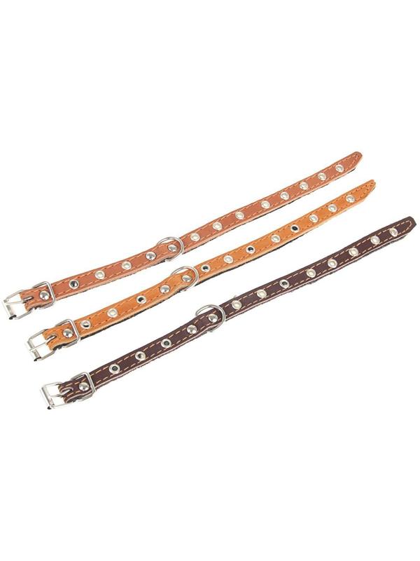 Ошейник кожаный тисненый на фетре, 30 х 1,2 см, безразмерный, микс цветов