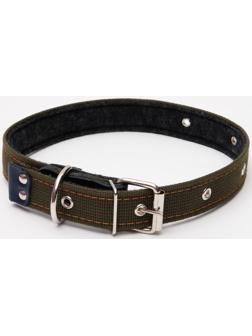 Ошейник брезентовый на фетре, 64 х 3 см, ОШ 30-55 см, тёмно-зелёный