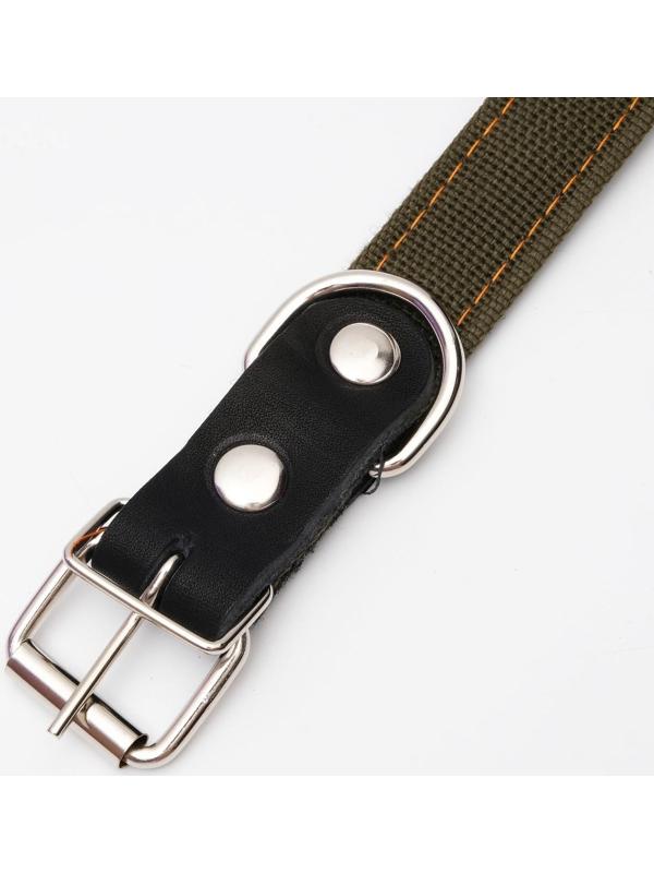 Ошейник брезентовый на фетре, 64 х 3 см, ОШ 30-55 см, тёмно-зелёный