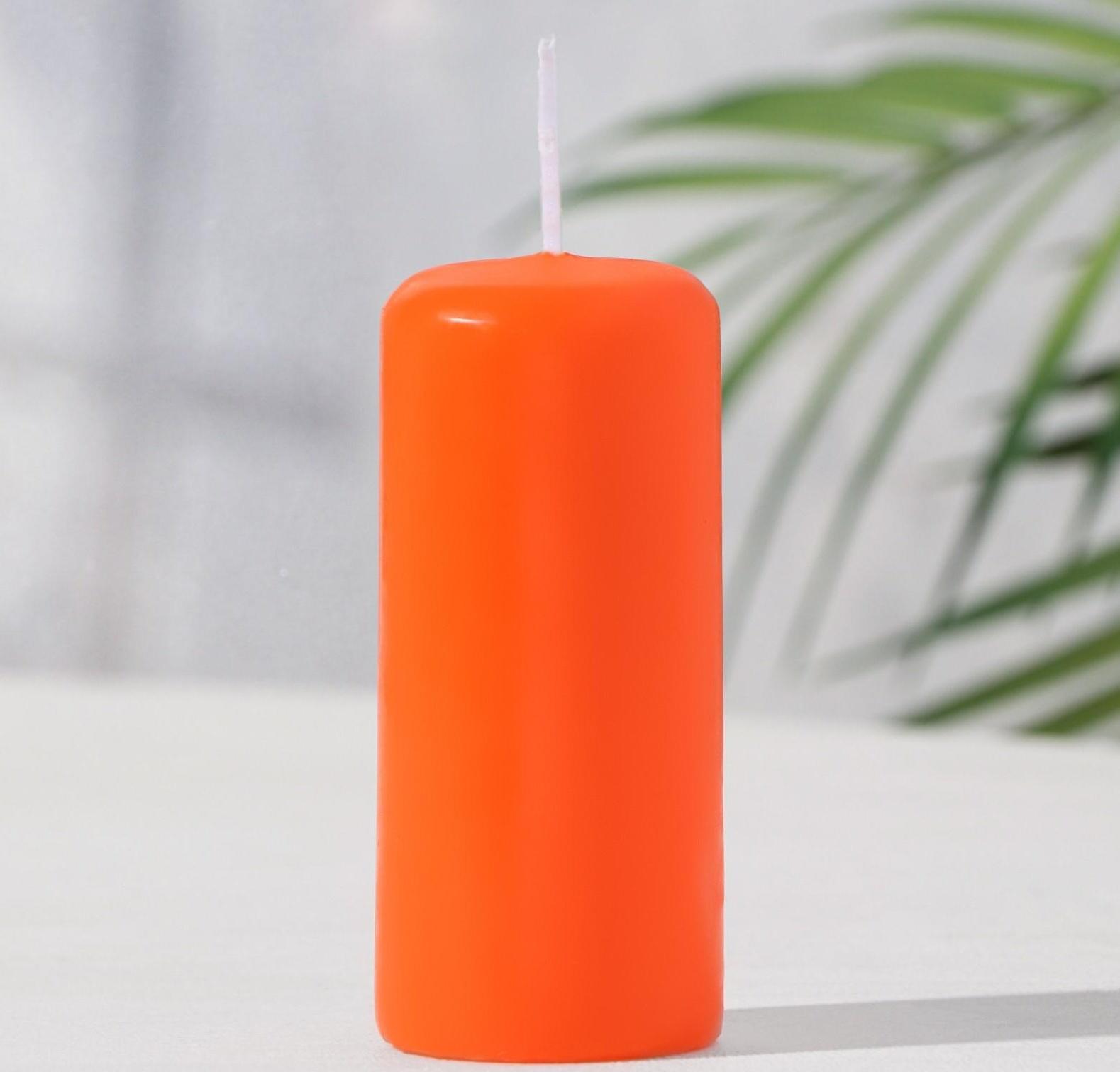 Свеча - цилиндр, 4х9 см, 11 ч, 90 г, оранжевая